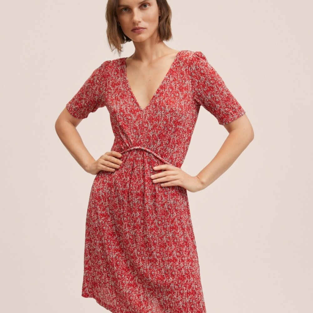 NWT Mango Printed Pleated Dress